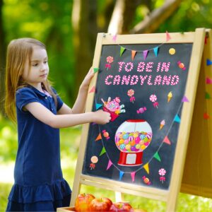 Outus Candyland Ice Cream Bulletin Board Decor Set Classroom Decoration Candy Land Ice Cream Cutout with Glue Points for Candy Birthday Party Classroom School Office Supply Halloween Decor (Candyland)