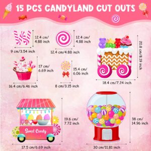 Outus Candyland Ice Cream Bulletin Board Decor Set Classroom Decoration Candy Land Ice Cream Cutout with Glue Points for Candy Birthday Party Classroom School Office Supply Halloween Decor (Candyland)