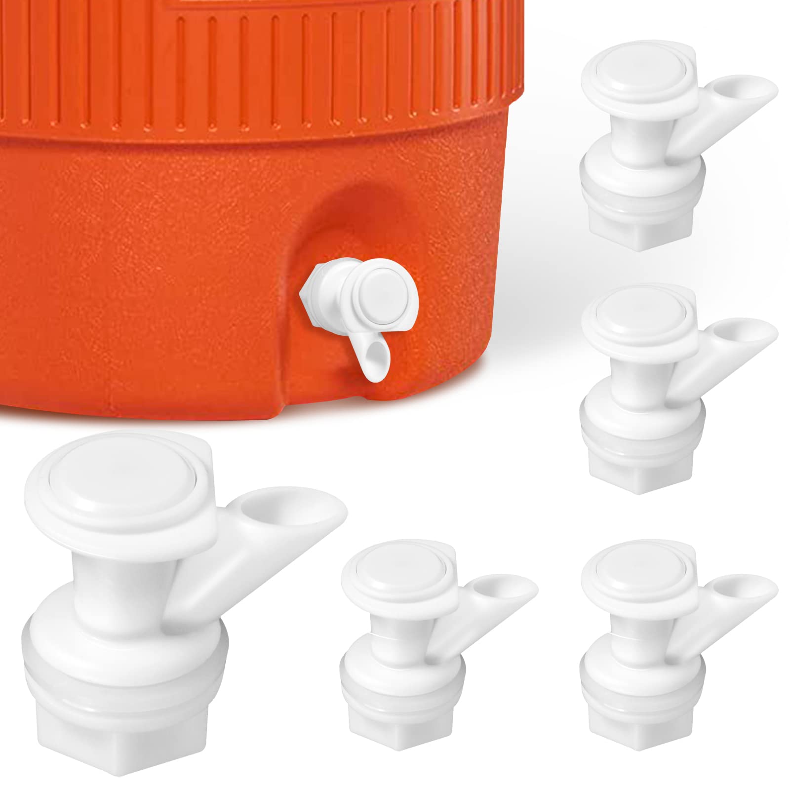 3Pcs Push Button Water Spigot White Plastic Cooler Spigot Replacement, Reusable Spigot Compatible with Igloo 2, 3, 5, and 10 Gallon Water Cooler, BPA-Free, Durable 5 Gallon Bucket Spigot (White)