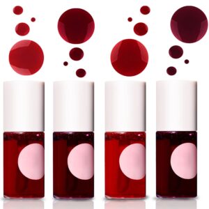 4 colors lip tint stain set, lemonsac velvet lip tint watery lip stain, moisturizing waterproof mini liquid lipstick,plump lip gloss long-lasting korean matte lip tint non-sticky tinta de labios (4pcs)