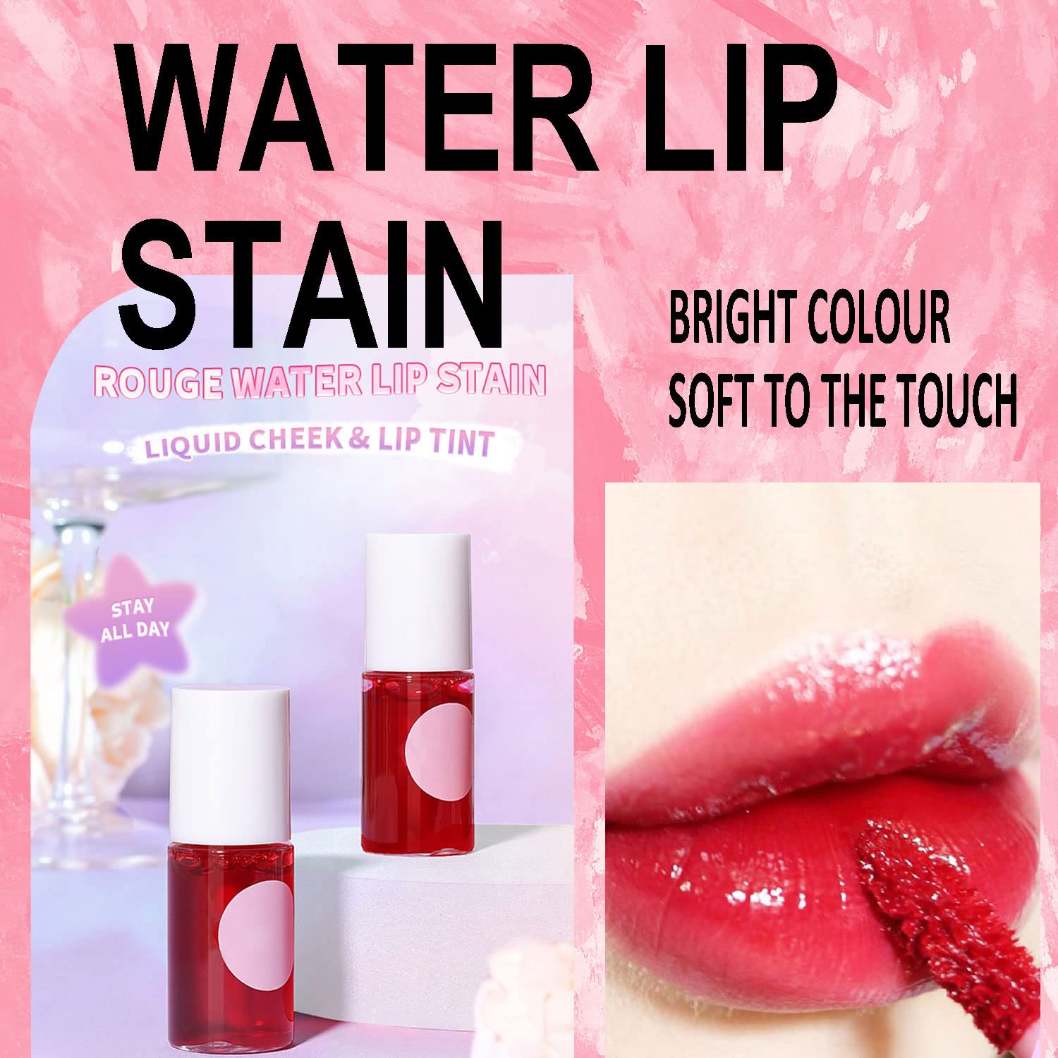 4 Colors Lip Tint Stain Set, LemonSac Velvet Lip Tint Watery Lip Stain, Moisturizing Waterproof Mini Liquid Lipstick,Plump Lip Gloss Long-lasting Korean Matte Lip Tint Non-Sticky Tinta De Labios (4PCS)