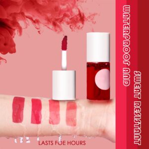 4 Colors Lip Tint Stain Set, LemonSac Velvet Lip Tint Watery Lip Stain, Moisturizing Waterproof Mini Liquid Lipstick,Plump Lip Gloss Long-lasting Korean Matte Lip Tint Non-Sticky Tinta De Labios (4PCS)