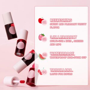 4 Colors Lip Tint Stain Set, LemonSac Velvet Lip Tint Watery Lip Stain, Moisturizing Waterproof Mini Liquid Lipstick,Plump Lip Gloss Long-lasting Korean Matte Lip Tint Non-Sticky Tinta De Labios (4PCS)