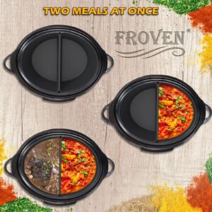 6 Quart Silicone Slow Cooker Divider Liners Oval. Thickened, Weighted & Sturdy Reusable Crockpot Inserts Compatible With Most 6 Qt Crock Pot Slow Cookers Accessories. Leakproof, Dishwasher Safe