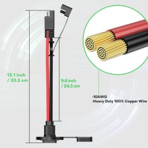 Bateria Power Solar Connectors 30A Y-Branch Cable +SAE Connector 10AWG SAE Power Socket Sidewall Port for Solar Generator Battery Charger