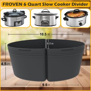 6 Quart Silicone Slow Cooker Divider Liners Oval. Thickened, Weighted & Sturdy Reusable Crockpot Inserts Compatible With Most 6 Qt Crock Pot Slow Cookers Accessories. Leakproof, Dishwasher Safe