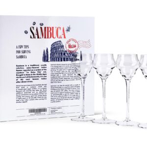 GLASSIQUE CADEAU Crystal Sambuca, Cordial, Digestive Glasses with Long Stem for Sipping After Dinner Drinks | Set of 4 | 3 oz Tall Stemmed Liquor Glassware