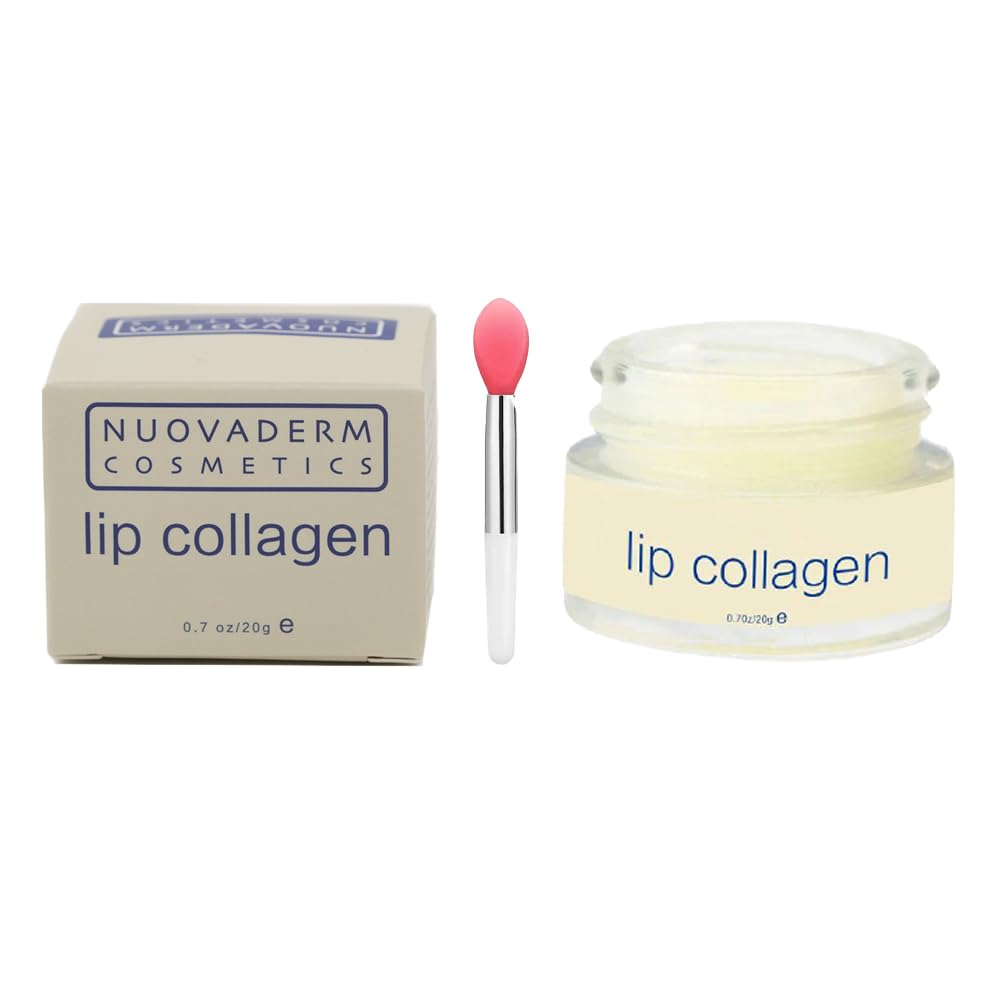 NUOVADERM Collagen Lip Mask with Squalane, Your Secret to Soft and supple Lips, Lip Plumper for Moisturizing, Hydrating, Anti-Aging, and Elasticity-Boosting For Unisex with One Wand