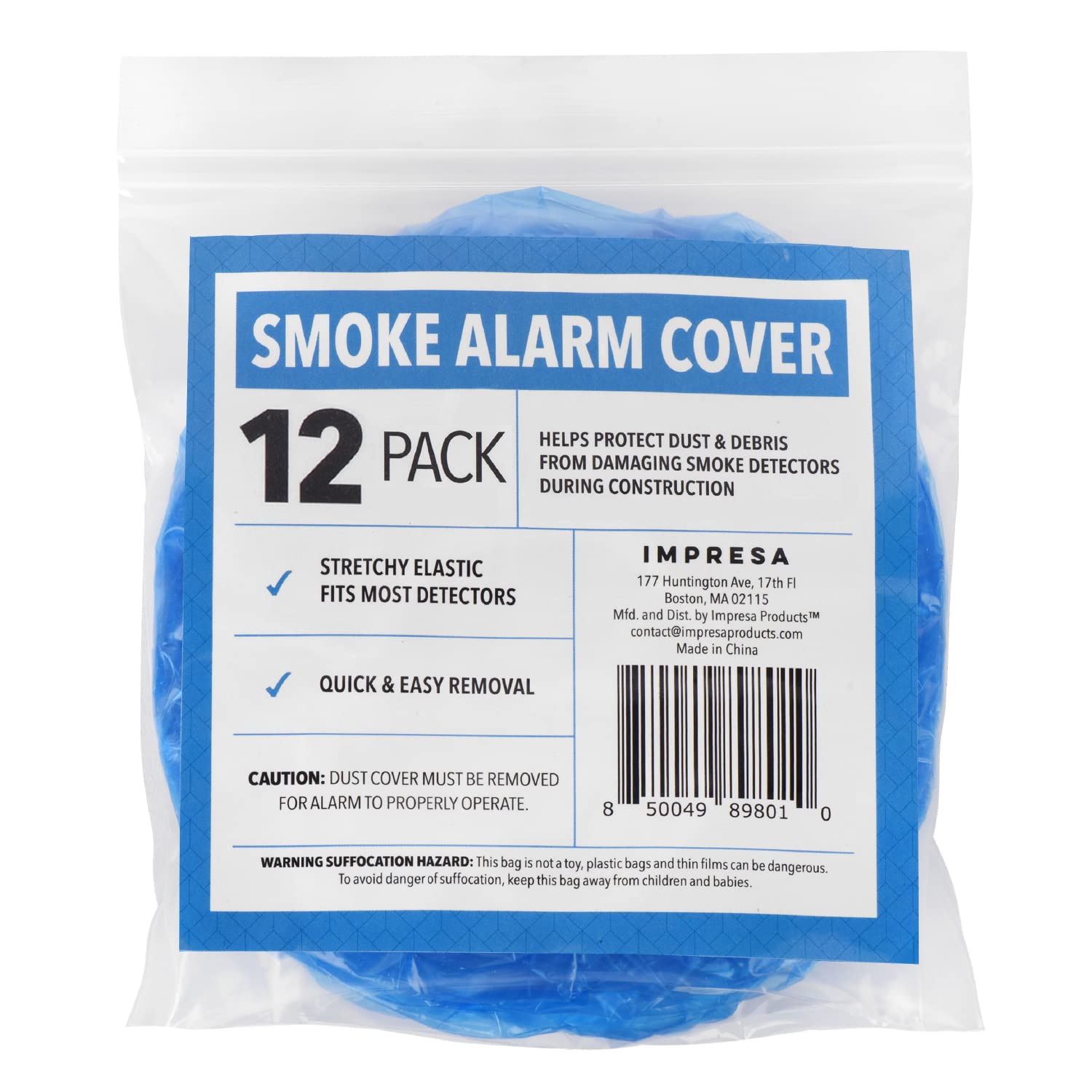 IMPRESA [12 Pack] Temporary Smoke Detector Cover to Protect Vital Alarms - Smoke Alarm Paint Cover During Construction - Fire Alarm Cover Set That Fits Most Models - Fire Alarm Covers Plastic