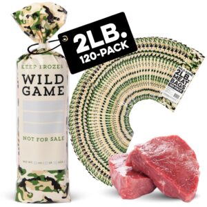 impresa [120 pack] 2lb wild game bags for freezer storage - meat bags for your ground meat packaging system - polyethylene wild game meat bags to protect your meat from freezer burn
