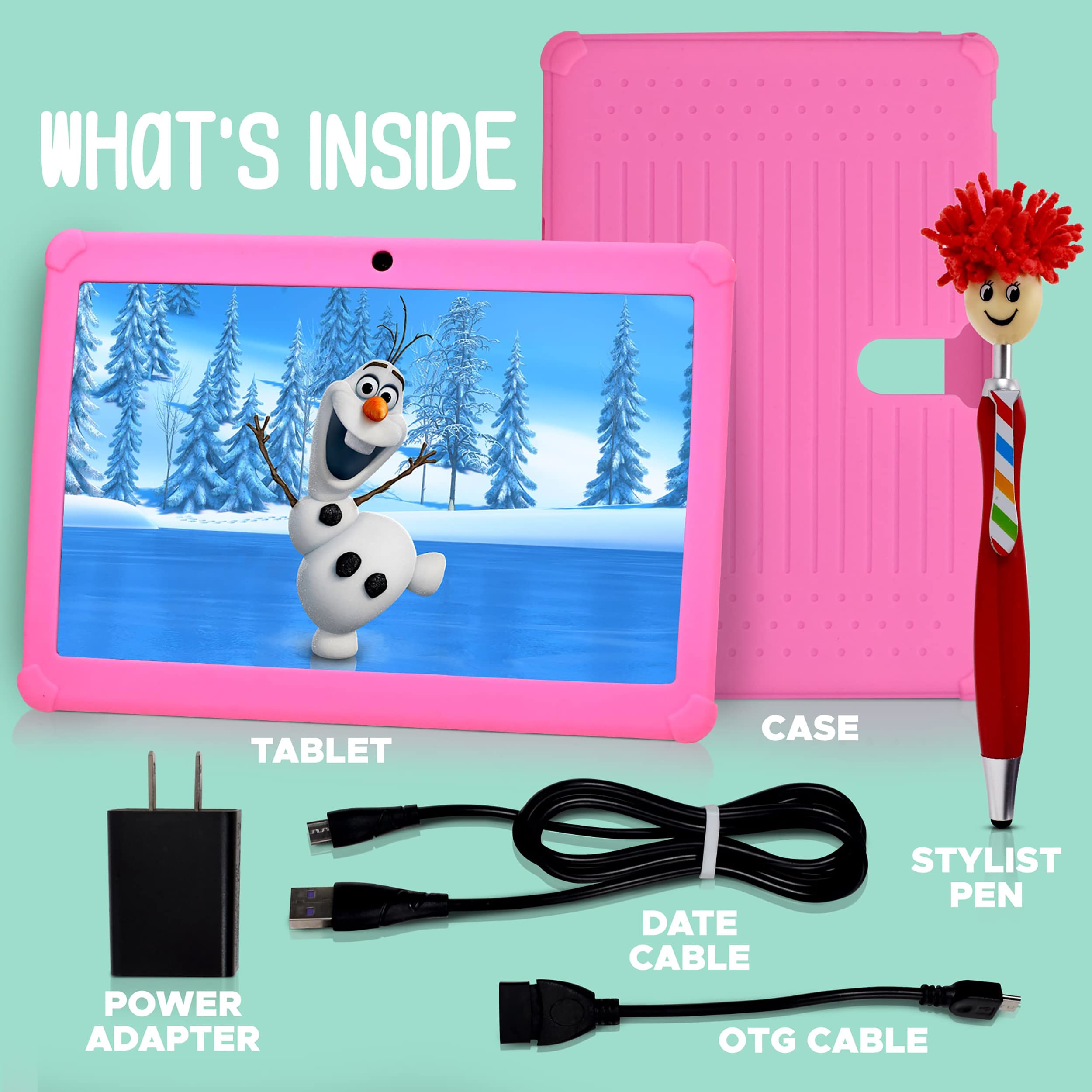 Pyle 10.1-Inch Android Tablet w/ 1080p HD Display, Dual Camera, WiFi Compatibility, Quad-Core Processor,10.1” Kids Tablet w/Stylus Pen 1GB RAM, 8GB Storage, Kid-Proof Cover (Pink)