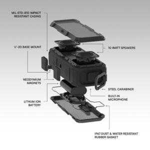 Raycon Impact Speaker - Wireless, Waterproof, Shockproof, Military Grade Impact Resistant, IP67 Rugged Bluetooth Speaker with Stereo Sound and Magnetic Base