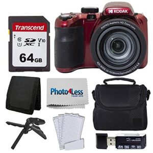 kodak pixpro az425 digital camera + 64gb memory card + camera case (black) + usb card reader + table tripod + accessories (red)