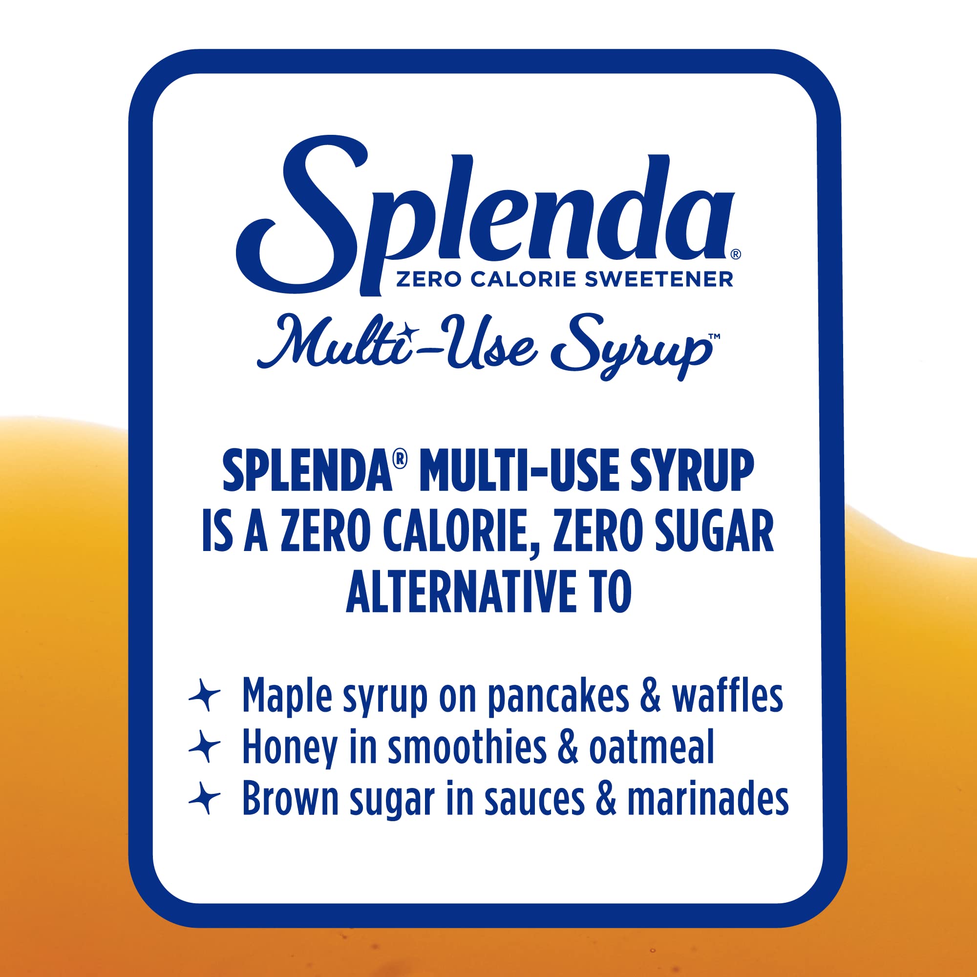 Splenda Multi-Use Syrup, Zero Calorie, Sugar Free Substitute for Maple Syrup, Honey, Agave and Brown Sugar, Allulose Liquid Sweetener, 8oz Bottle