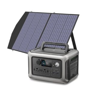 allpowers r600 portable power station with sp027 solar panel included, 600w 299wh lifepo4 solar generator with 100w solar charger, ups battery backup, mppt solar power for camping rvs home