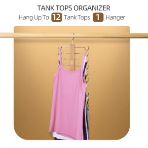 ZEDODIER Tank Top Hanger，Wooden Bra Organizer for Closet, Maximum 12 Storage Capacity, Top 360° Rotation, Hanging Space Saving Hook for Tank Tops, Sport Bras, Camisoles, Lingeries