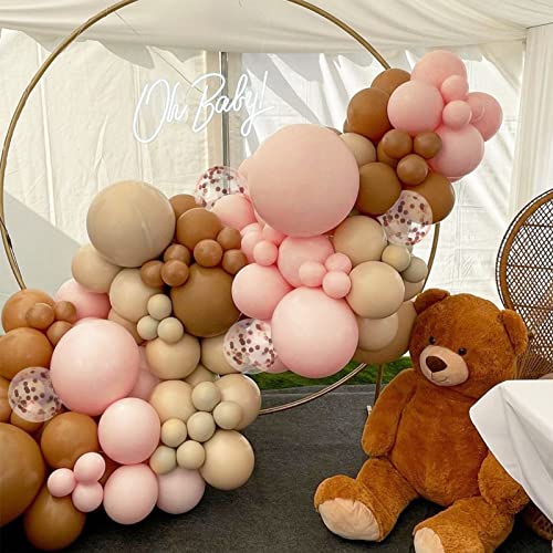 RUBFAC 153pcs Boho Balloons Garland Kit, Blush Balloons Dusty Pink Brown Nude White Confetti Latex Balloons for Wedding Girls Birthday Pastoral Party Picnic Bridal Shower Decorations