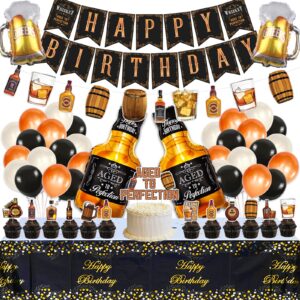 whiskey birthday party decorations for men aged to perfection party supplies include birthday banner whiskey garland tablecloth cake toppers foil balloons for whiskey party decorations for dad daddy