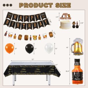 Whiskey Birthday Party Decorations for Men Aged to Perfection Party Supplies Include Birthday Banner Whiskey Garland Tablecloth Cake Toppers Foil Balloons for Whiskey Party Decorations for Dad Daddy