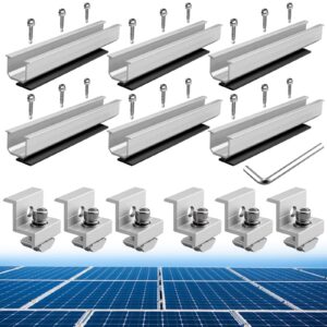 anbte solar panel bracket kit, 6 pieces aluminium mounting rail 30mm/35mm include 6 screws m8 * 25mm, z-bracket set, solar mounting rail connector for metal roof, tin roof, flat roof, sheet roof