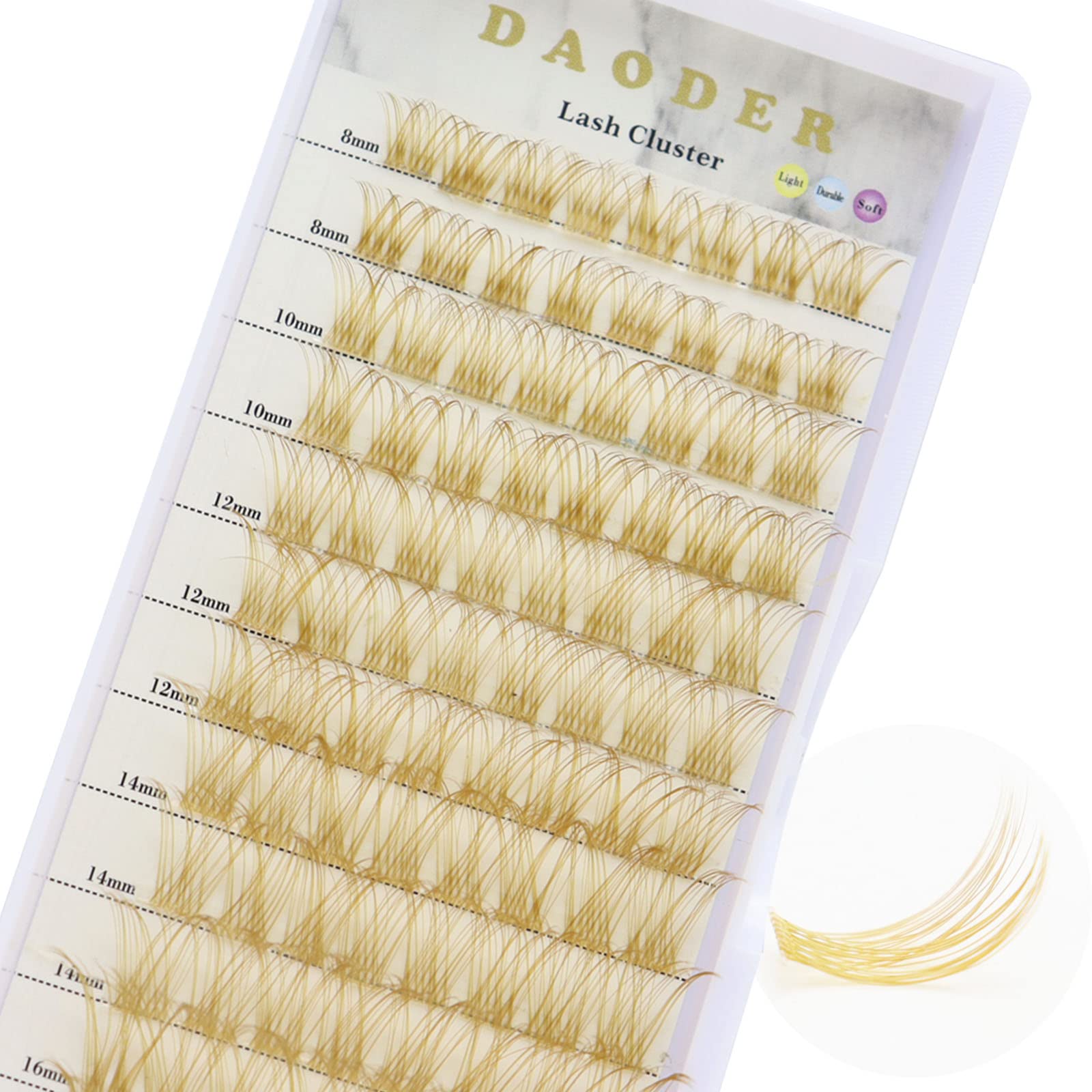 Brown Lash Clusters Blonde Lash Extension 96pcs Light Brown Cluster Lashes D Curl 8-16mm Wispy Individual Lashes With Clear Lash Band Eyelash Extension Clusters By DAODER(Brown Lash Cluster 007)