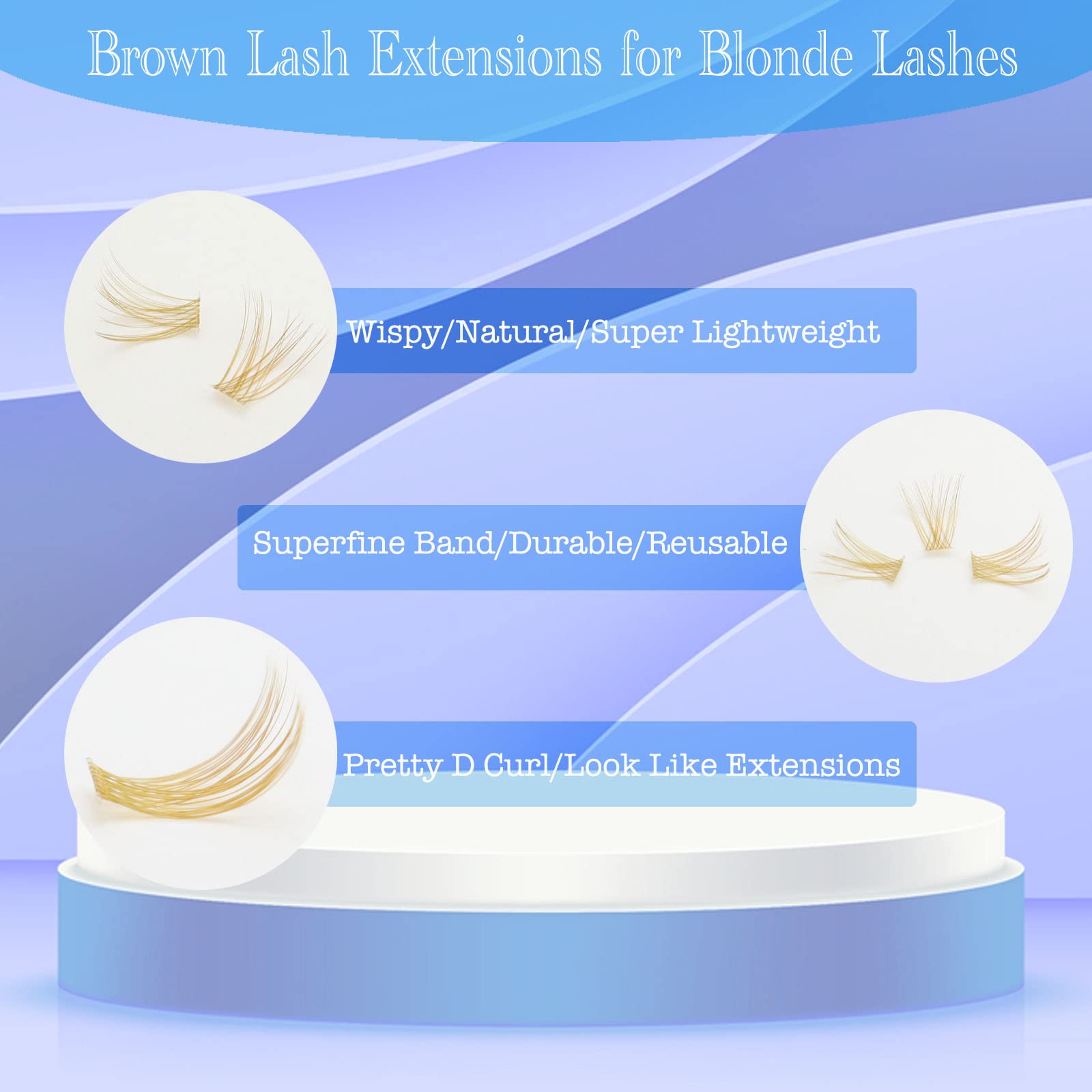 Brown Lash Clusters Blonde Lash Extension 96pcs Light Brown Cluster Lashes D Curl 8-16mm Wispy Individual Lashes With Clear Lash Band Eyelash Extension Clusters By DAODER(Brown Lash Cluster 007)