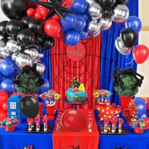 Red Blue Black Balloon Arch Kit, Spider Balloon Arch Kit, Red Blue and Black Balloons Hero Theme Party Decorations, Spider Balloon Arch for Boys Birthday Baby Shower Hero Theme Party