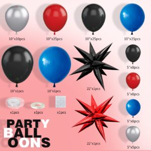 Red Blue Black Balloon Arch Kit, Spider Balloon Arch Kit, Red Blue and Black Balloons Hero Theme Party Decorations, Spider Balloon Arch for Boys Birthday Baby Shower Hero Theme Party