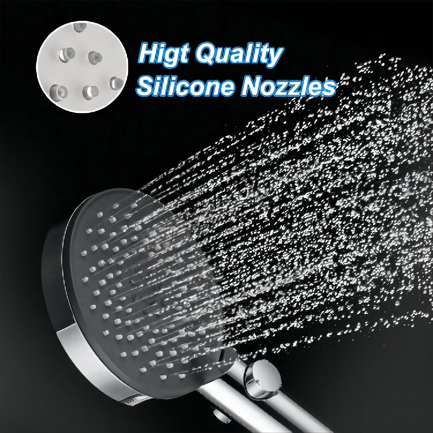 Iopsk High Pressure Shower Head with Handheld 4 Mode With On/Off Switch Hand Held Shower Head With Hose Detachable Hand Held Shower Head Chrome Finish