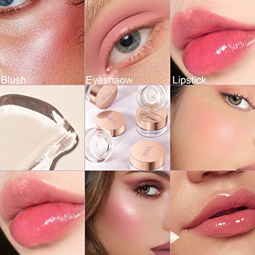 2PCS Moisturizing Blush Rouge Magic Color Changing Blusher for Cheeks and Lips Balm Multi Use Cream Liquid Blush Waterproof Blush Gel for Cheeks & Lips Gloss Glossy Shiny Finish Blush Makeup (2PCS)