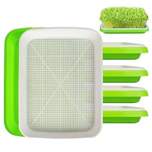 sdldeer seed sprouting tray, 5 packs microgreens growing trays big capacity sprouts growing kit soil-free sprouter tray for sprouting seeds, beans, wheatgrass