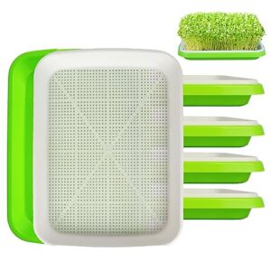 SDLDEER Seed Sprouting Tray, 5 Packs Microgreens Growing Trays Big Capacity Sprouts Growing Kit Soil-Free Sprouter Tray for Sprouting Seeds, Beans, Wheatgrass