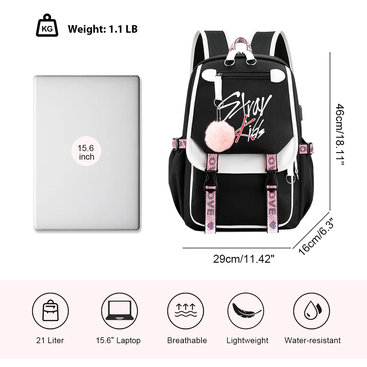 Casual Backpack Laptop Backpack, Women 15.6 Inches College Laptop Bag Travel Outdoor Daypack Bags Vintage Daypacks for Women 11.8 in * 8.26 in * 17.3 in (HFR07)