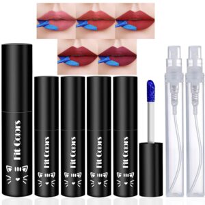 lemonsac 5 colors lip stain, peel off lip stain lip tint, tear off lipstick waterproof long lasting peel reveal lip stain, tattoo color lip gloss, non-stick cup lip tint for women girls (set a)