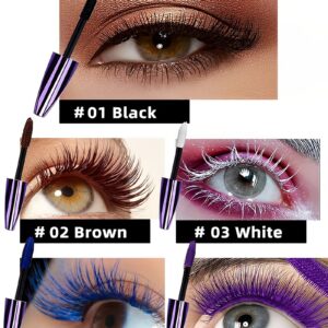 5D Purple Mascara Volume and Length -1Pcs Waterproof Smudge-Proof Color Mascara for Eyelashes, Volumizing Curling Defining Eye Lashes, Longwear Fiber Colored Mascara for Women Girl Eye Makeup