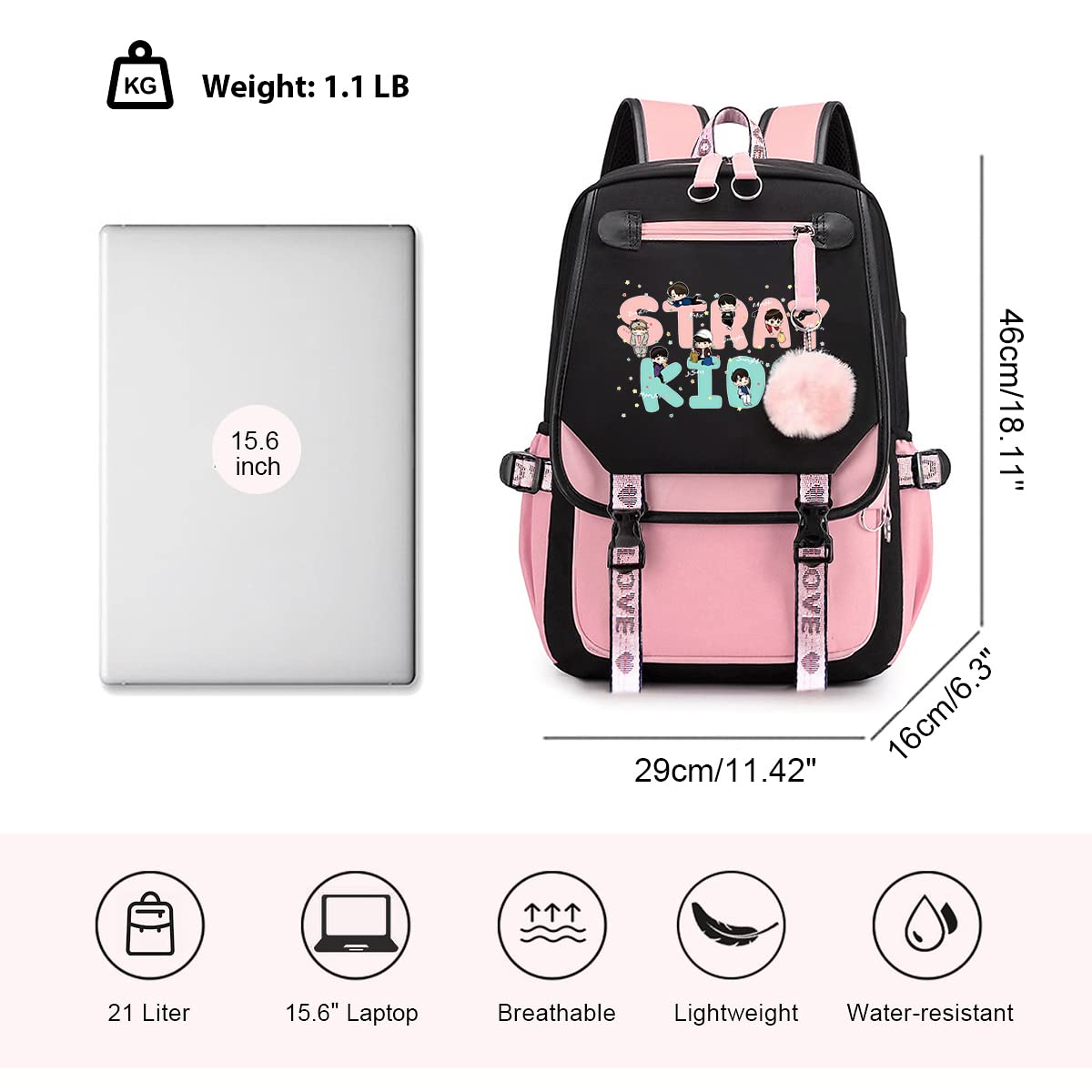 Casual Backpack Laptop Backpack, Women 15.6 Inches College Laptop Bag Travel Outdoor Daypack Bags Vintage Daypacks for Women11.8 in * 8.26 in * 17.3 in (HFR08)