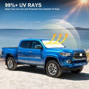 Car Windshield Sun Shade Compatible with 2016 2017 2018 2019 2020 2021 2022 2023 2024 Toyota Tacoma Accessories Foldable Sunshade Truck Custom Windshield Sun Visor