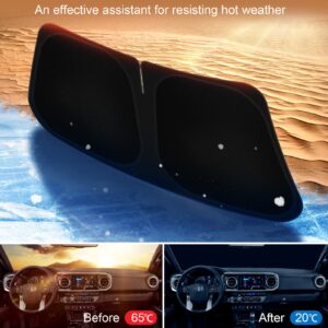 Car Windshield Sun Shade Compatible with 2016 2017 2018 2019 2020 2021 2022 2023 2024 Toyota Tacoma Accessories Foldable Sunshade Truck Custom Windshield Sun Visor