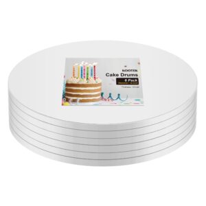 kootek cake boards drum 14 inch round, 1/2" thick cake drums, cake decorating supplies white 6-pack sturdy cake corrugated cardboard for multi-layer cakes