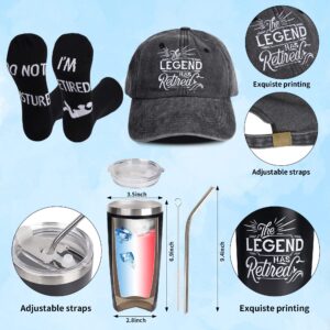 Kolewo4ever 9 Pcs Retirement Gift for Men Happy Retirement Gifts for Coworker, Teachers, Dad, Grandpa Best Retirement Gifts Box with Insulated Tumbler Baseball Cap Socks