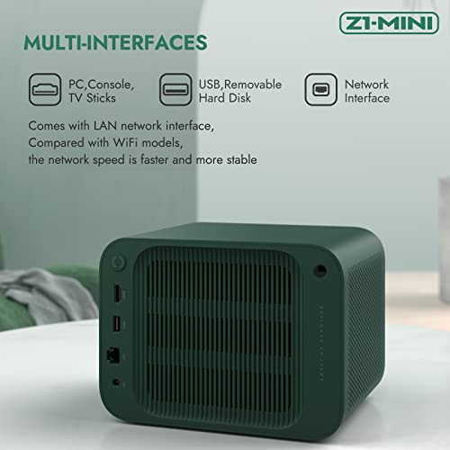 ZEEMR Projector with 5G Wifi and Bluetooth, Native 1080P, Autofocus/AutoKeystone Correction, Fully Sealed Dust-Proof, Smart Portable Projector For Home Theater, Compatible with Almost TV Sticks(Green)