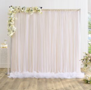 wrinkle free champagne tulle backdrop curtains for baby shower party wedding photo drape backdrop for photography props engagement bridal shower 10 ft x 10 ft