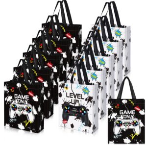 sweetude 30 pcs video game gift bag with handle game party supplies reusable gaming non goody bag for girl boy, 2 styles(black, white)