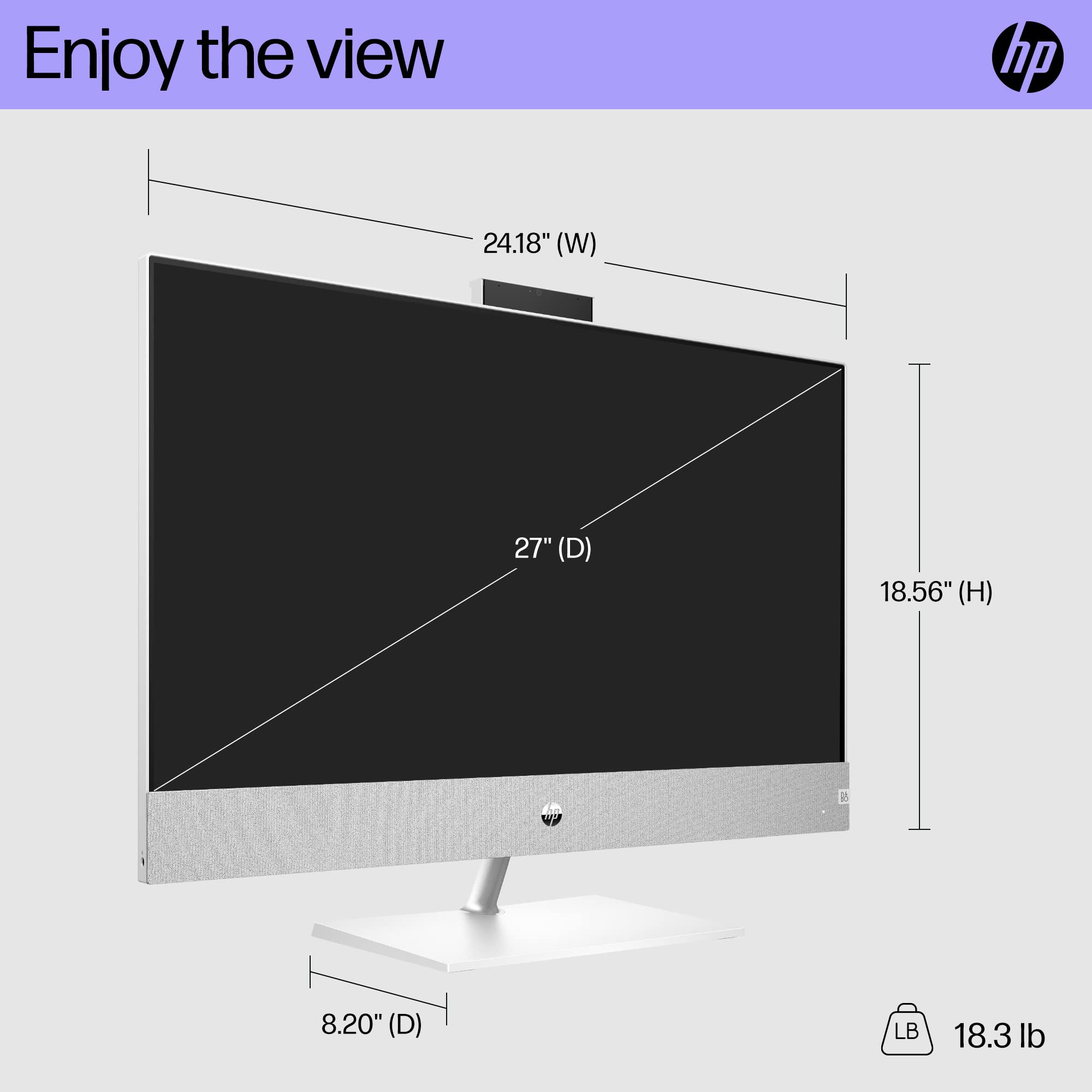 HP Pavilion 27 inch All-in-One Desktop PC, FHD Display, 13th Generation Intel Core i7-13700T, 16 GB RAM, 256 GB SSD, 1 TB HD, Intel UHD 770 Graphics, Windows 11 Home, 27- ca2080 (2023)