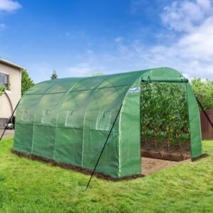 yitahome10'x7'x7' greenhouses large walk-in green house heavy duty tunnel green houses outdoor portable plant gardening upgraded galvanized steel frame zipper doors 5 crossbars garden