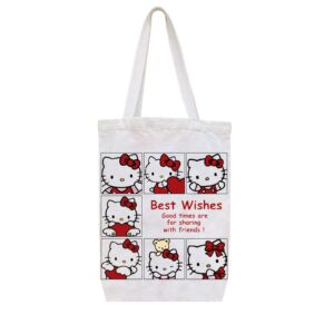 ngcjzf kawaii kitty canvas tote bag kitty's large reusable grocery bag/shopping bag/lunch bag/gym bag for women cute aesthetic