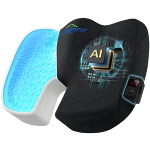office chair seat cushion - intelligent sedentary & crossed legs reminder gel memory foam cushions for back,coccyx,tailbone pain relief (black, 17.71 * 14.17 * 2.75in)