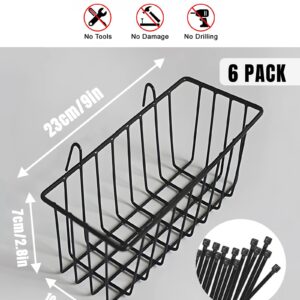 SEMPOMA 6 Pack Black Wire Basket, Hanging wall Basket for Wall Grid Panel, Metal Hanging Baskets for Organizing, Wire Basket for Kitchen Storage, Grid Wall Accessories