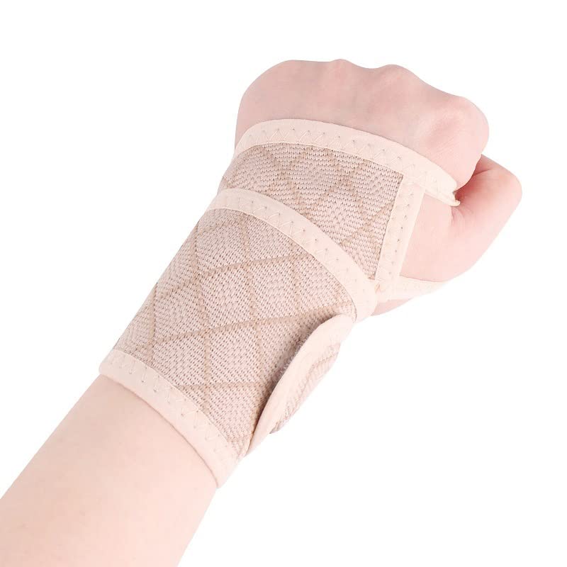 2 Pack Wrist Brace Wrist Wraps for Women Men, Carpal Tunnel Wrist Brace Wrist Straps for Weightlifting (Beige)