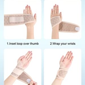 2 Pack Wrist Brace Wrist Wraps for Women Men, Carpal Tunnel Wrist Brace Wrist Straps for Weightlifting (Beige)